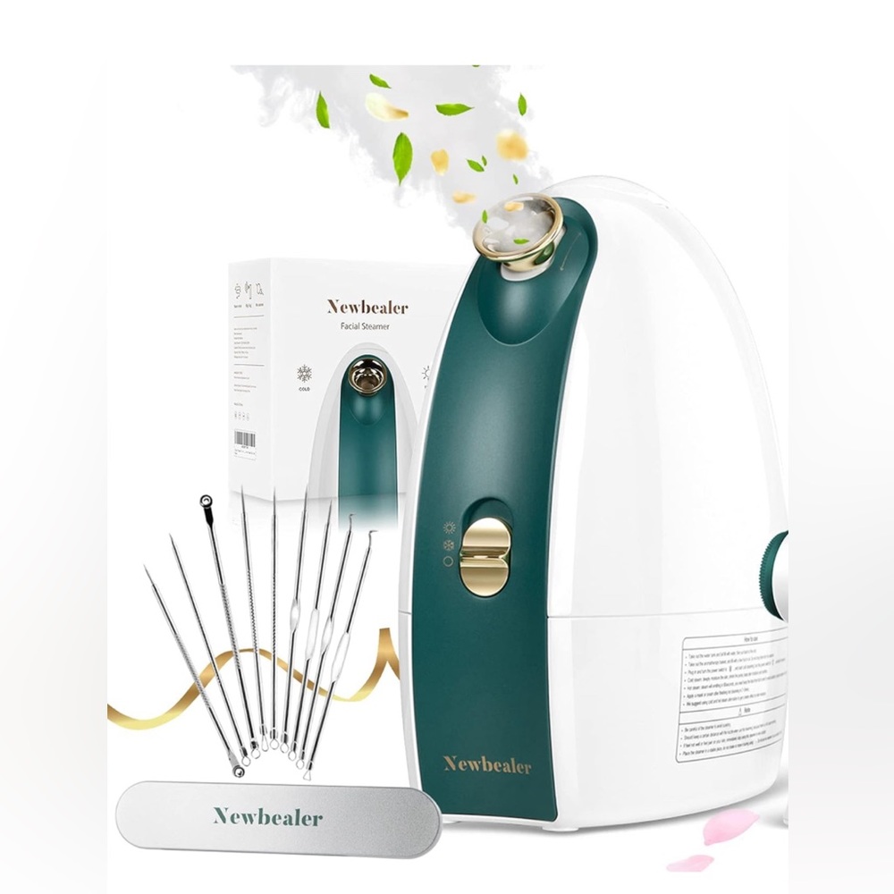 Newbealer Hot & Cold Aromatherapy Facial Steamer with Blackhead Remover Kit